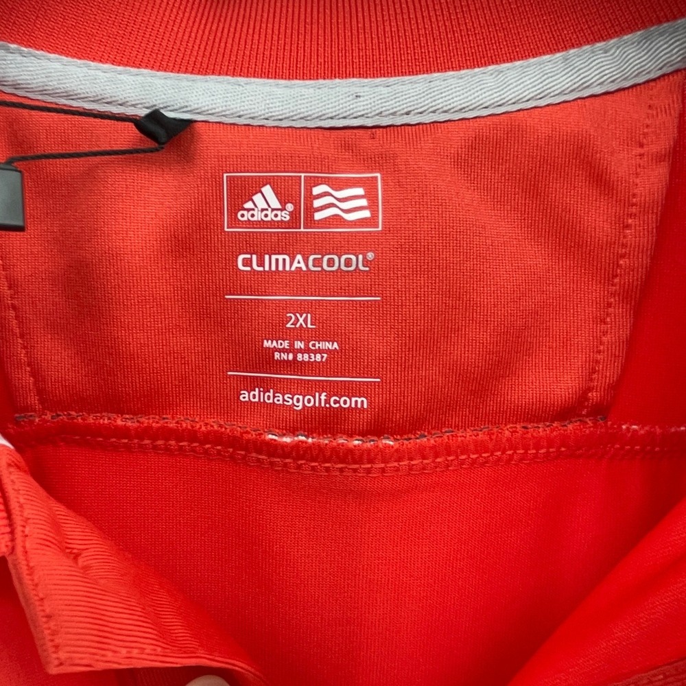 Adidas Golf Polo Shirt Mens 2XL Red ClimaCool 3 Stripes Performance Outdoor NEW - Picture 4 of 10